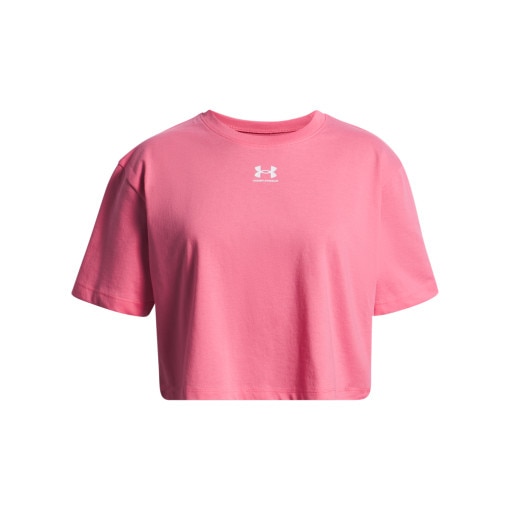 UNDER ARMOUR Dziewczęca koszulka oversize Under Armour UA Rival SS różowa Różowy