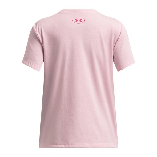 Dziewczęcy t-shirt z nadrukiem Under Armour UA Bubble Wordmark SS - różowy