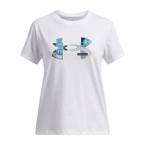 UNDER ARMOUR Dziewczęcy tshirt z nadrukiem Under Armour UA Big Logo UA Fill SS  biały Biały