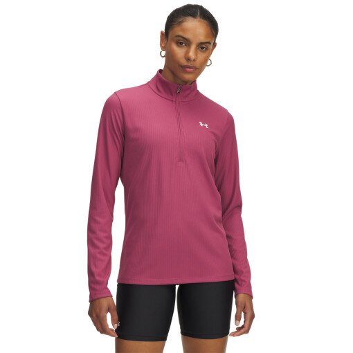  UNDER ARMOUR Damski longsleeve treningowy Under Armour Tech Rib 1/2 Zip  różowy Różowy