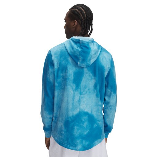 Męska bluza dresowa nierozpinana z kapturem Under Armour UA Rival Terry AOP Hood Q1 - niebieska