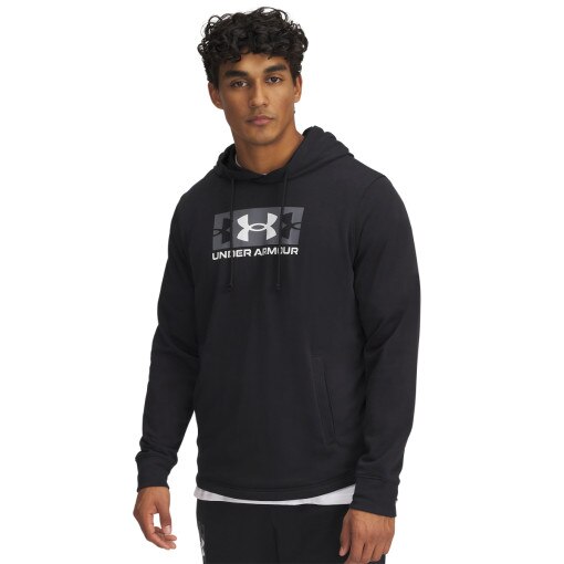 UNDER ARMOUR Męska bluza dresowa nierozpinana z kapturem Under Armour UA Rival Terry Logo Hood  czarna Czarny