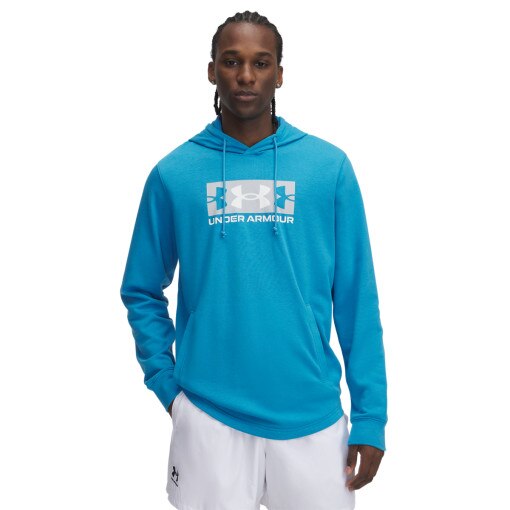 UNDER ARMOUR Męska bluza dresowa nierozpinana z kapturem Under Armour UA Rival Terry Logo Hood  niebieska Niebieski
