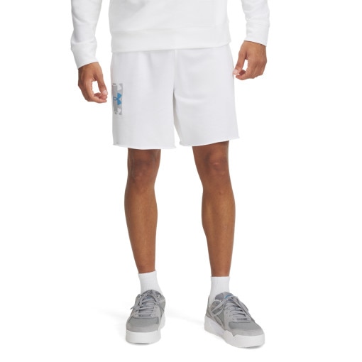 Męskie spodenki dresowe Under Armour UA Rival Terry Logo 8 in Short - białe