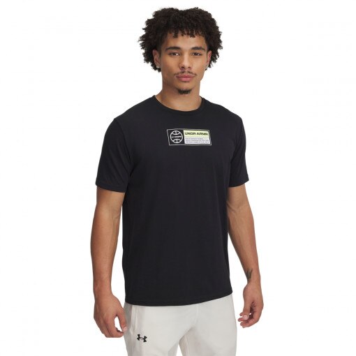 UNDER ARMOUR Męski tshirt z nadrukiem Under Armour UA M 60/40s Hoops SS  czarny Czarny