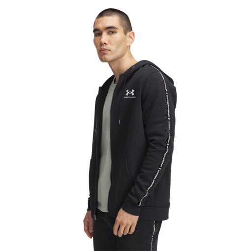 UNDER ARMOUR Meska bluza dresowa rozpinana z kapturem Under Armour UA Icon Fleece FZ Taping  czarna Czarny