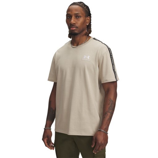 UNDER ARMOUR Męski tshirt Under Armour UA Icon HWT Tee Taping  beżowy Beżowy