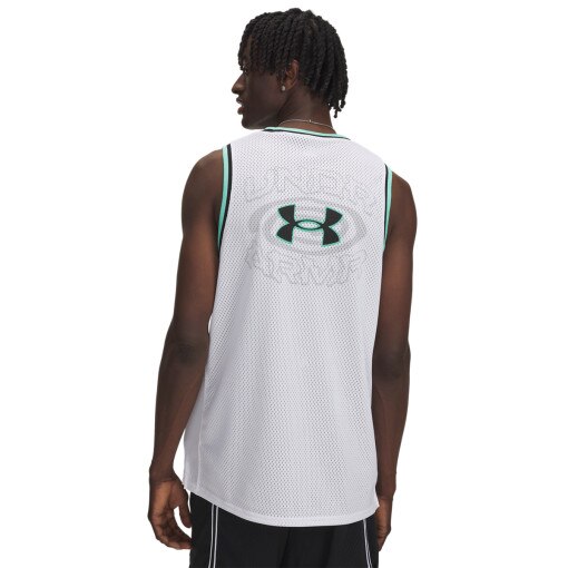 Męski top do koszykówki Under Armour Zone Pro Mesh Tank Graphic - biały