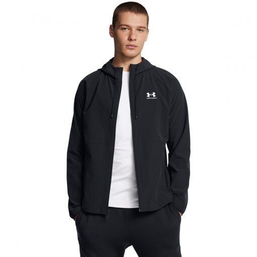 UNDER ARMOUR Męska kurtka wiatrówka Under Armour UA Stretch Woven Windbreaker  czarna Czarny