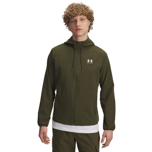 UNDER ARMOUR Męska kurtka wiatrówka Under Armour UA Stretch Woven Windbreaker  khaki Khaki