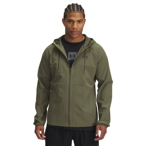 UNDER ARMOUR Męska kurtka wiatrówka Under Armour UA Stretch Woven Windbreaker  oliwkowa/khaki Oliwkowy