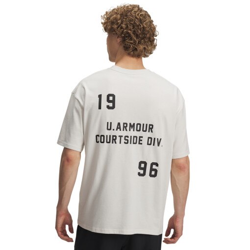 Męska koszulka z nadrukiem Under Armour UA Hoops Courtside Heavyweight - biała