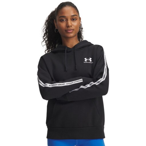 UNDER ARMOUR Damska bluza nierozpinana z kapturem Under Armour UA Icon Fleece Taped  czarna Czarny