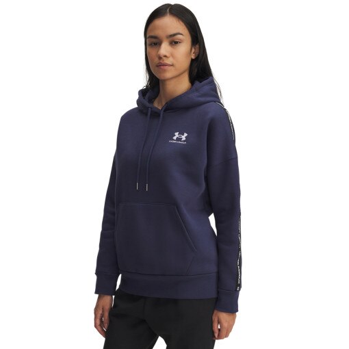 UNDER ARMOUR Damska bluza nierozpinana z kapturem Under Armour UA Icon Fleece Taped  granatowa Granatowy