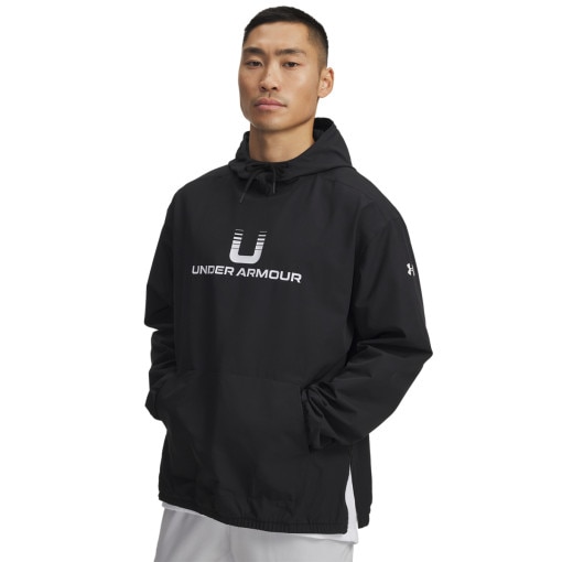 UNDER ARMOUR Męska bluza nierozpinana z kapturem Under Armour UA Unstoppable Wvn Hoodie  czarna Czarny