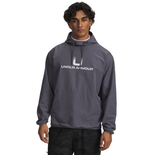 UNDER ARMOUR Męska bluza nierozpinana z kapturem Under Armour UA Unstoppable Wvn Hoodie  szara Szary