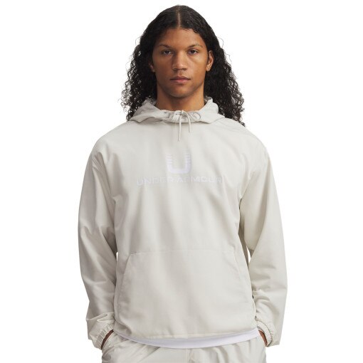 UNDER ARMOUR Męska bluza nierozpinana z kapturem Under Armour UA Unstoppable Wvn Hoodie  biała Biały
