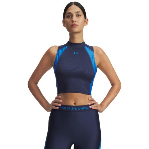 UNDER ARMOUR Damski top treningowy Under Armour UA HeatGear Rib Tank  granatowy Granatowy