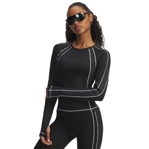  UNDER ARMOUR Damski longsleeve treningowy Under Armour UA ColdGear Textured Crew  czarny Czarny