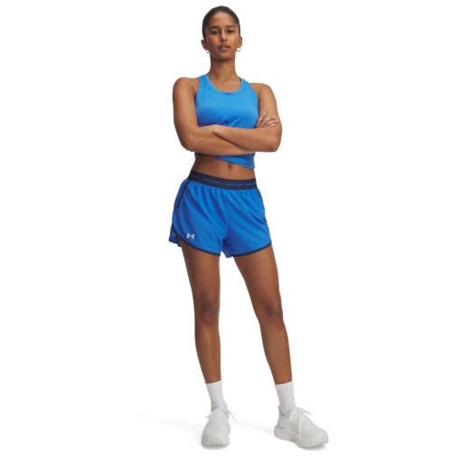 UNDER ARMOUR Damskie spodenki do biegania Under Armour UA Fly By 3'' Novelty Short  niebieskie Niebieski