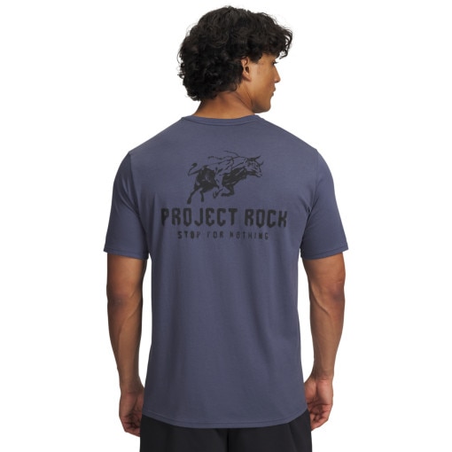 Męska koszulka z nadrukiem Under Armour Project Rock Q3 SS - szara