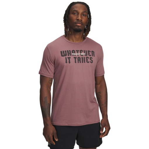 UNDER ARMOUR Męski tshirt z nadrukiem Under Armour Project Rock Q3 SS 1  różowy Różowy