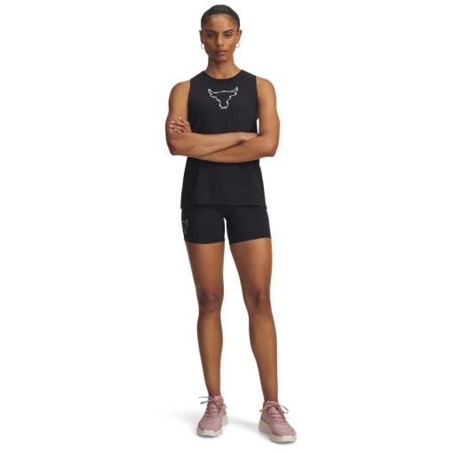 UNDER ARMOUR Damskie spodenki treningowe Under Armour Project Rock Middie Short czarne Czarny