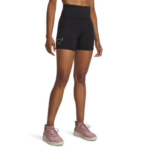 Damskie spodenki treningowe Under Armour Project Rock Middie Short - czarne
