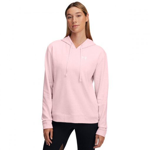 UNDER ARMOUR Damska bluza dresowa nierozpinana z kapturem Under Armour UA Rival Terry Hoodie  różowa Różowy
