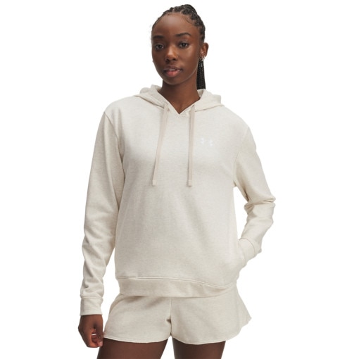 UNDER ARMOUR Damska bluza dresowa nierozpinana z kapturem Under Armour UA Rival Terry Hoodie  beżowa Beżowy