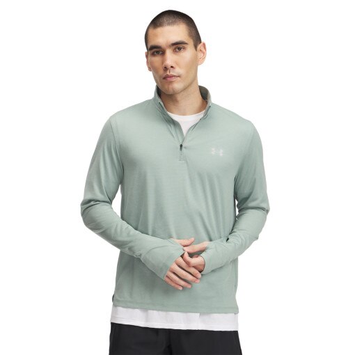 UNDER ARMOUR Męski longsleeve do biegania Under Armour UA Launch 1/4 ZIP  zielony Zielony