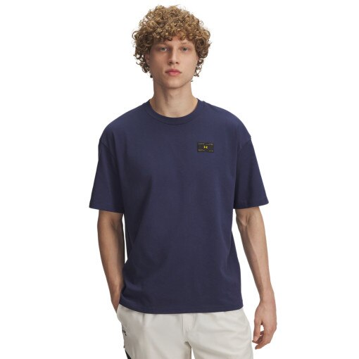 UNDER ARMOUR Męski tshirt Under Armour UA Woven Label Heavyweight  granatowy Granatowy