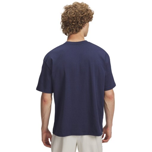 Męski t-shirt Under Armour UA Woven Label Heavyweight - granatowy
