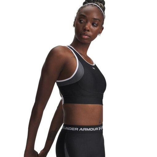 UNDER ARMOUR Damski biustonosz treningowy Under Armour UA Crossback Mid Open Back  czarny Czarny