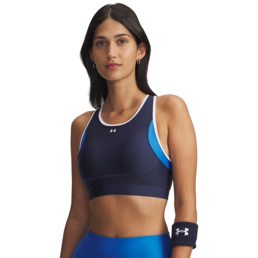 UNDER ARMOUR Damski biustonosz treningowy Under Armour UA Crossback Mid Open Back  niebieski Niebieski