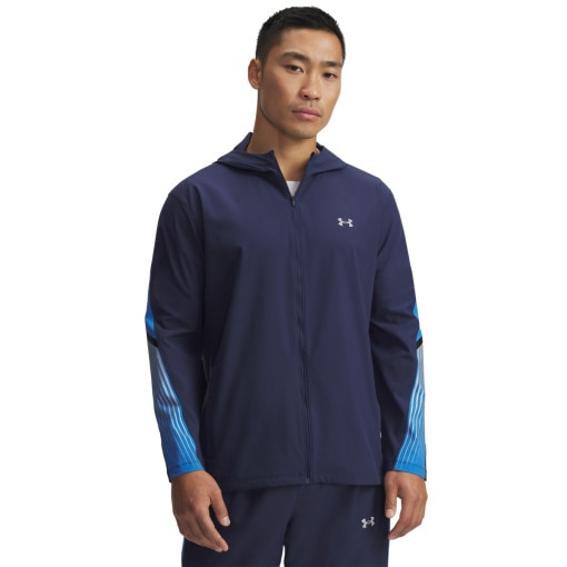 UNDER ARMOUR Męska kurtka do biegania Under Armour UA Velociti Storm Hooded  granatowa Granatowy