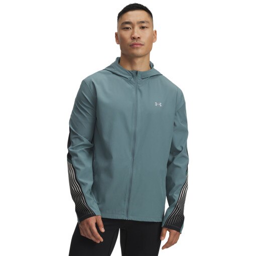UNDER ARMOUR Męska kurtka do biegania Under Armour UA Velociti Storm Hooded  turkusowa Turkusowy