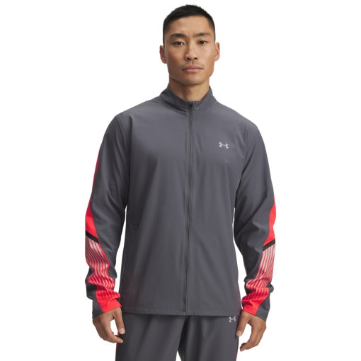 UNDER ARMOUR Męska bluza do biegania Under Armour UA Velociti Storm Jacket  szara Szary