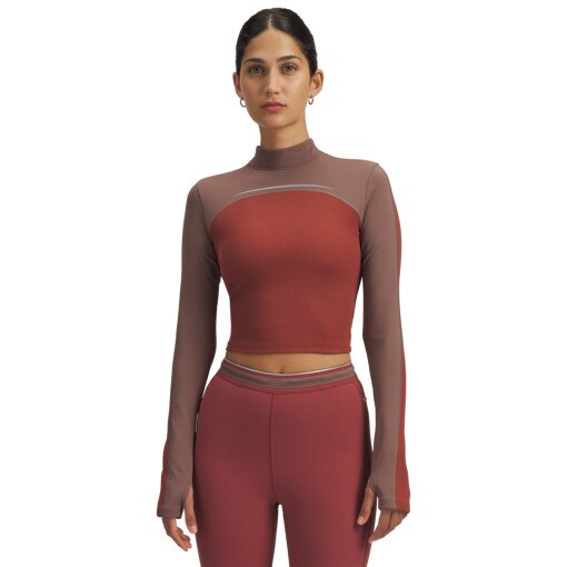  UNDER ARMOUR Damski longsleeve treningowy top Under Armour UA Halo CW Mock  czerwony Czerwony