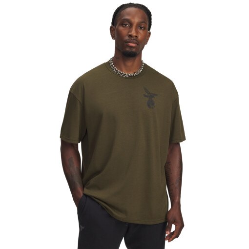 UNDER ARMOUR Męski tshirt z nadrukiem Under Armour UA Project Rock SS  khaki Khaki