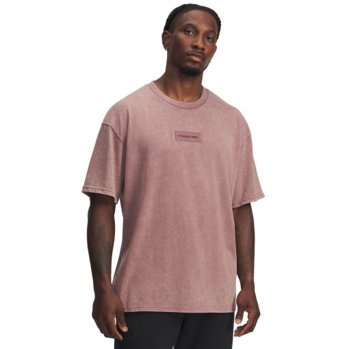 UNDER ARMOUR Męski tshirt z nadrukiem Under Armour Project Rock Hwt OS T  różowy Różowy