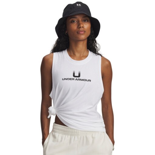UNDER ARMOUR Damska koszulka z nadrukiem Under Armour UA Varsity U Tank  biała Biały