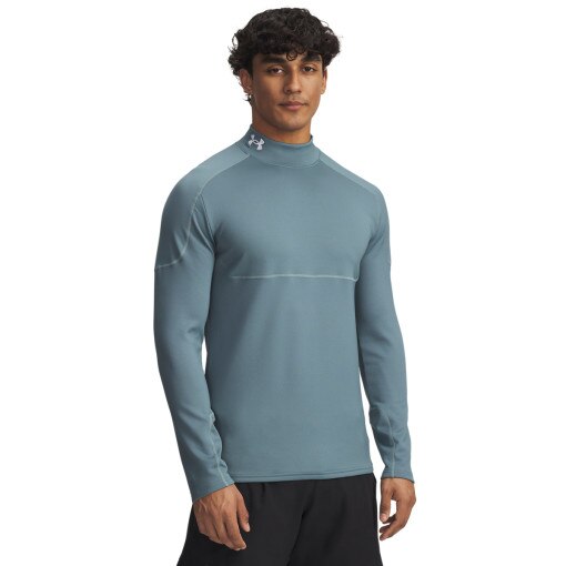 UNDER ARMOUR Męski longsleeve treningowy Under Armour Cold Weather Grid LS Mock  niebieski Niebieski
