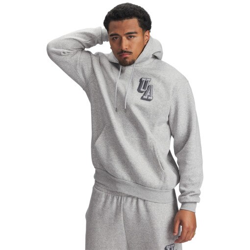 UNDER ARMOUR Męska bluza nierozpinana z kapturem Under Armour UA Icon Flc Graphic Top  szara Szary