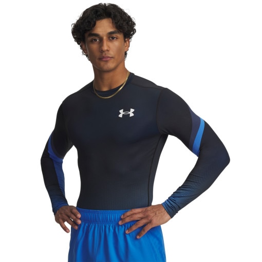 UNDER ARMOUR Męski longsleeve treningowy Under Armour UA Heatgear Sub Crew LS  granatowa Granatowy