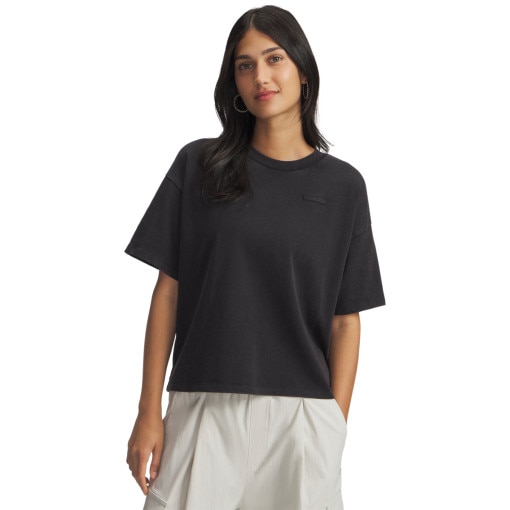 UNDER ARMOUR Damski tshirt oversize Under Armour UA HWT Boxy Wash SS  czarny Czarny