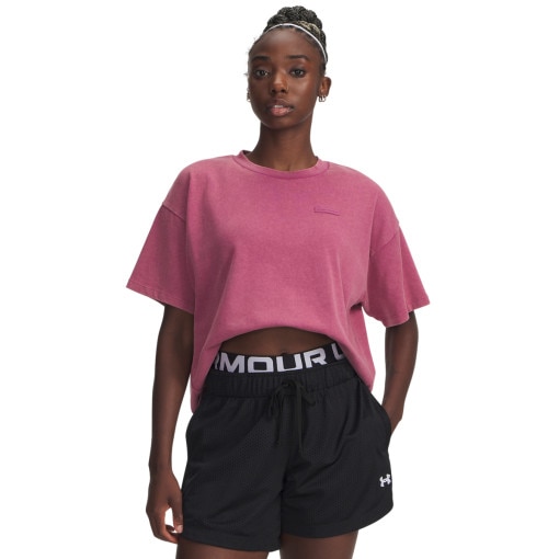UNDER ARMOUR Damski tshirt oversize Under Armour UA HWT Boxy Wash SS  różowy Różowy