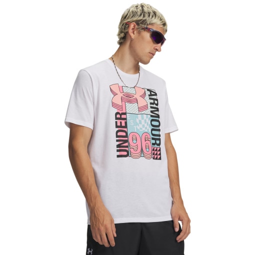  UNDER ARMOUR Męski tshirt z nadrukiem Under Armour UA M LOGO COLLAGE  biały Biały