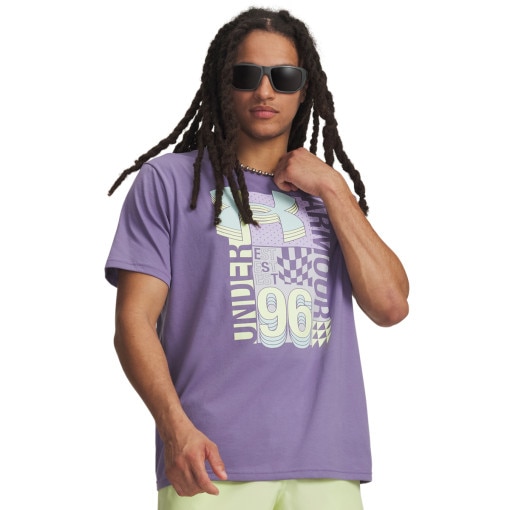  UNDER ARMOUR Męski tshirt z nadrukiem Under Armour UA M LOGO COLLAGE  fioletowy Fioletowy