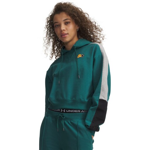  UNDER ARMOUR Damska bluza nierozpinana z kapturem Under Armour Sport Terry Trend Hoodie  zielona Zielony